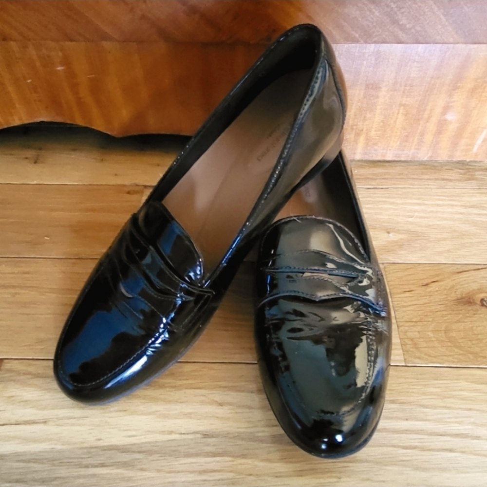 Clarks Unstructured Black Patent Leather Penny Loafers Size 7.5